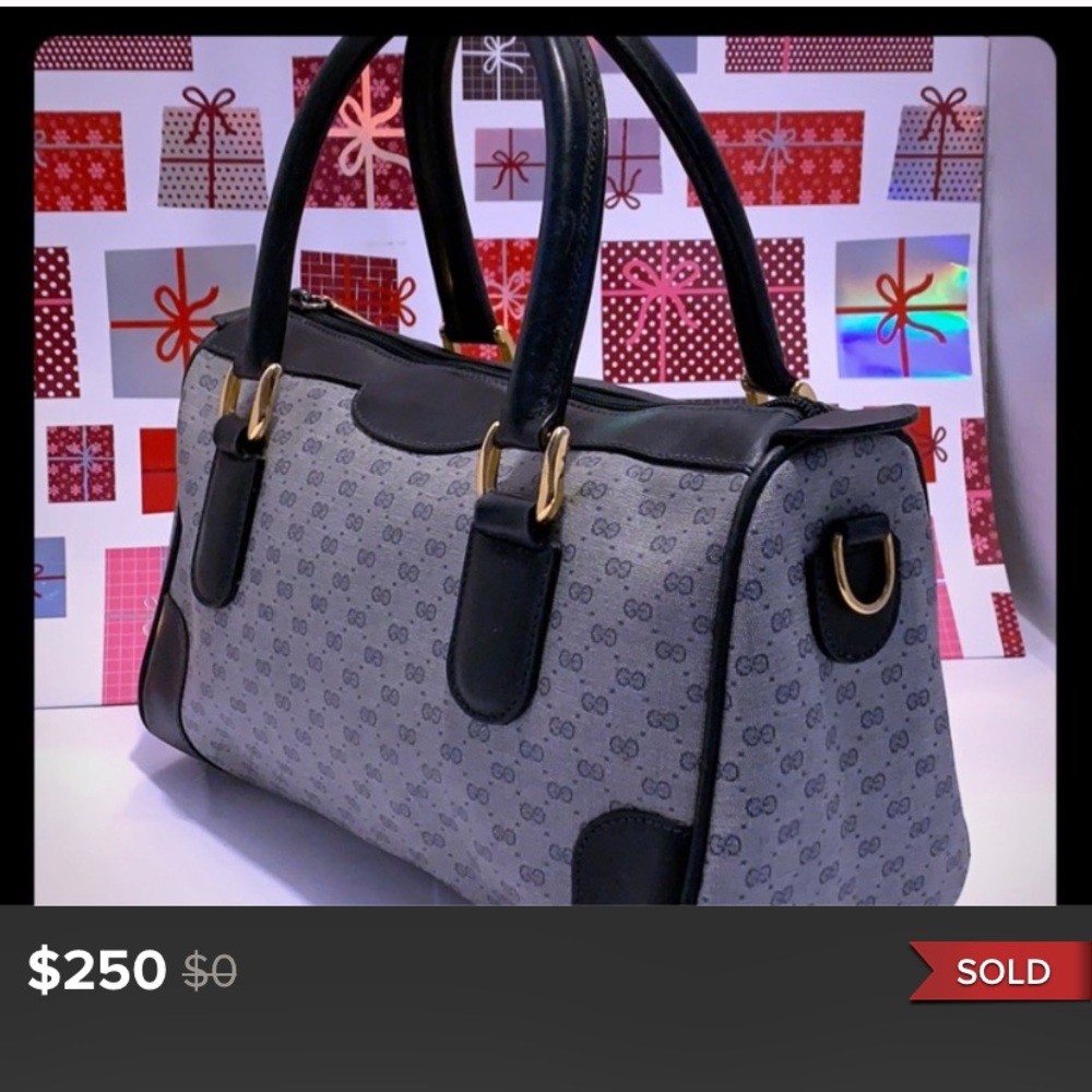 SOLD VTG GUCCI Navy Gray Handbag for Indi08